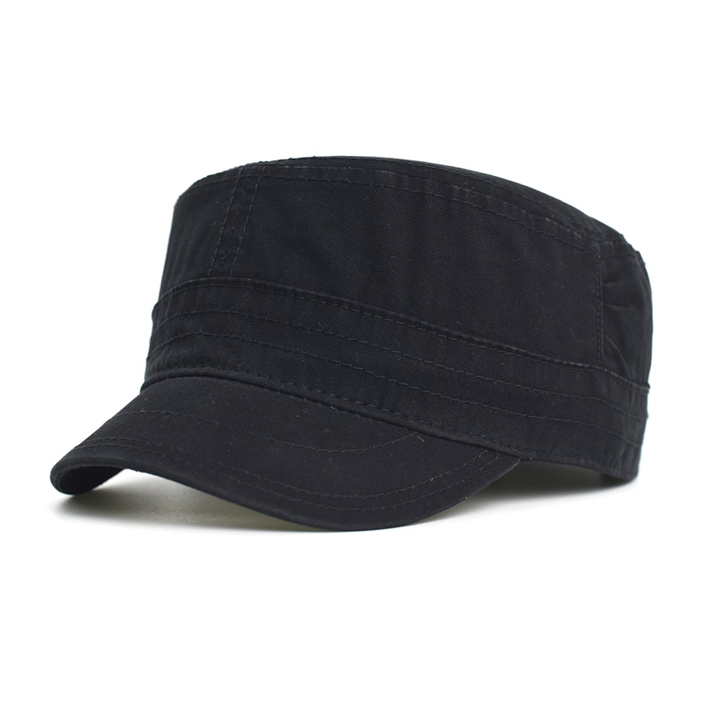 Washed Cotton Military Cap for Men Women Vintage Flat Top Hat