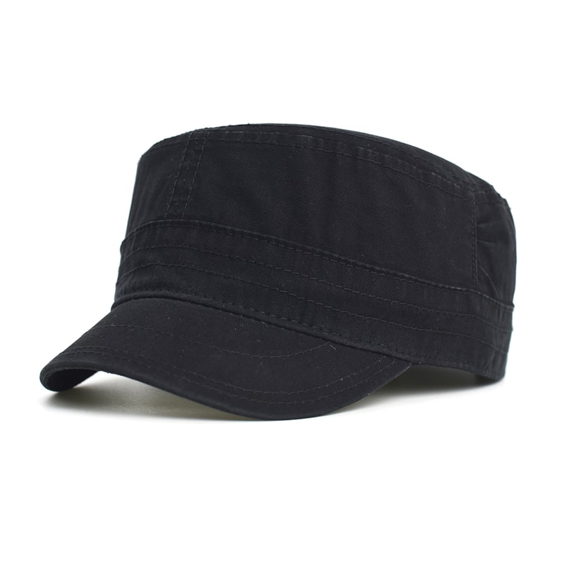 Washed Cotton Military Cap for Men Women Vintage Flat Top Hat