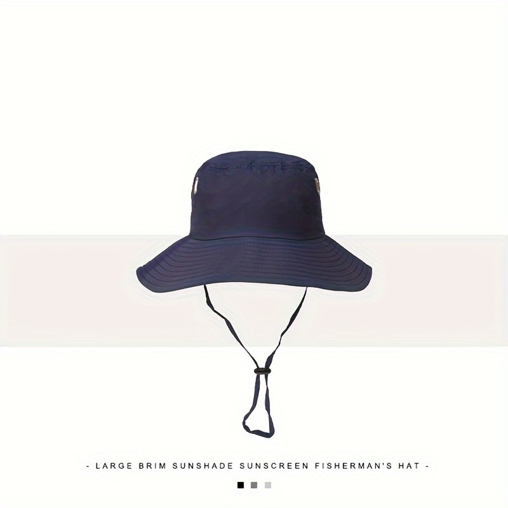 Wide Brim UV Protection Sun Hat with Breathable Mesh and Chin Strap