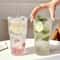 Ribbed Glass Tumbler with Lid and Straw