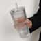 Ribbed Glass Tumbler with Lid and Straw