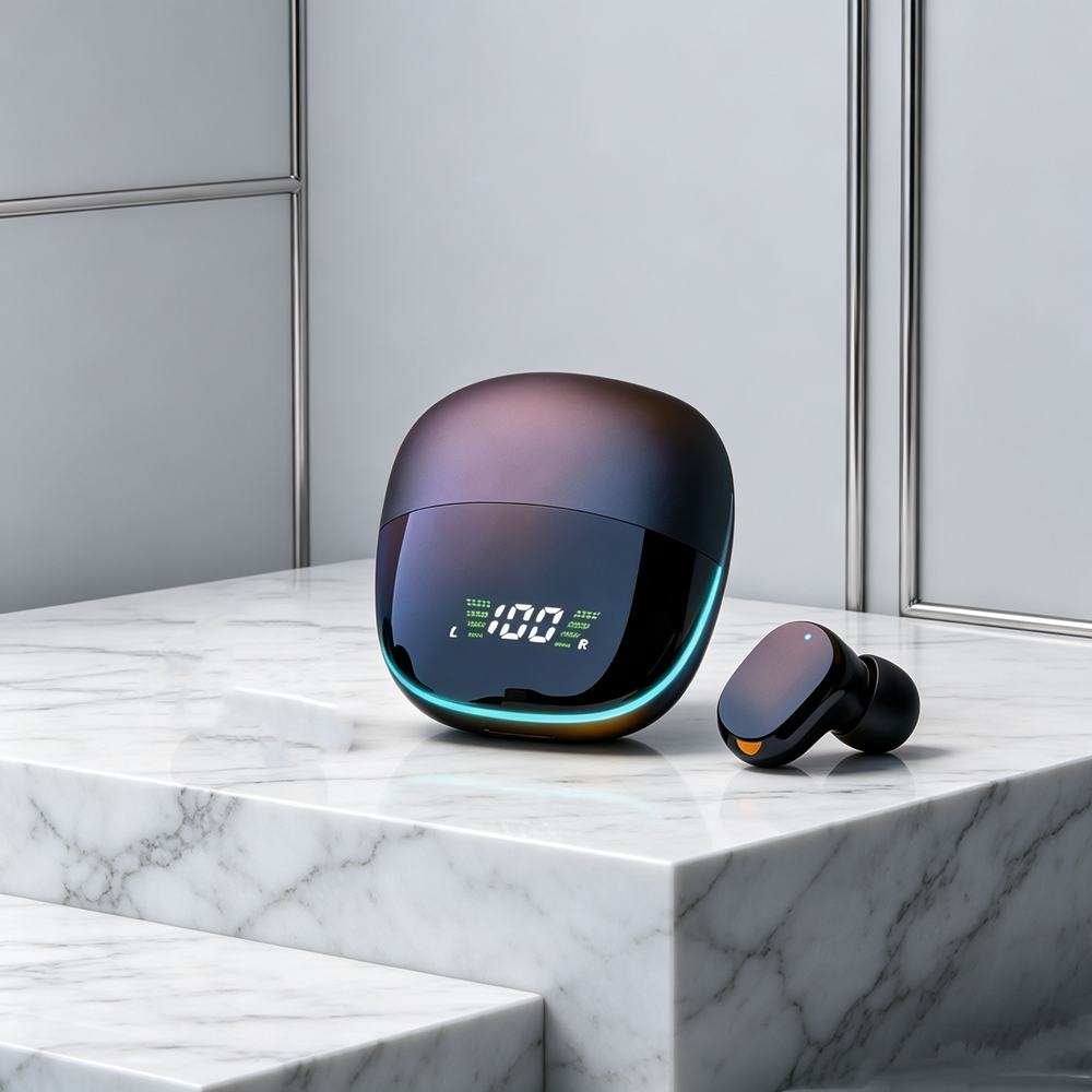 TWS Wireless Earbuds with Smart LED Display and Noise Cancelling Mic