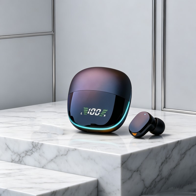 TWS Wireless Earbuds with Smart LED Display and Noise Cancelling Mic