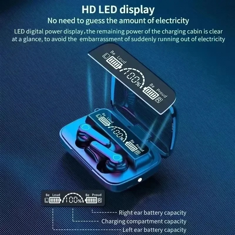TWS Wireless Earbuds with LED Display Smart Touch Control Bluetooth Headphones