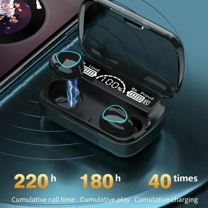 Wireless Earbuds with LED Power Display and Waterproof HiFi Stereo Sound