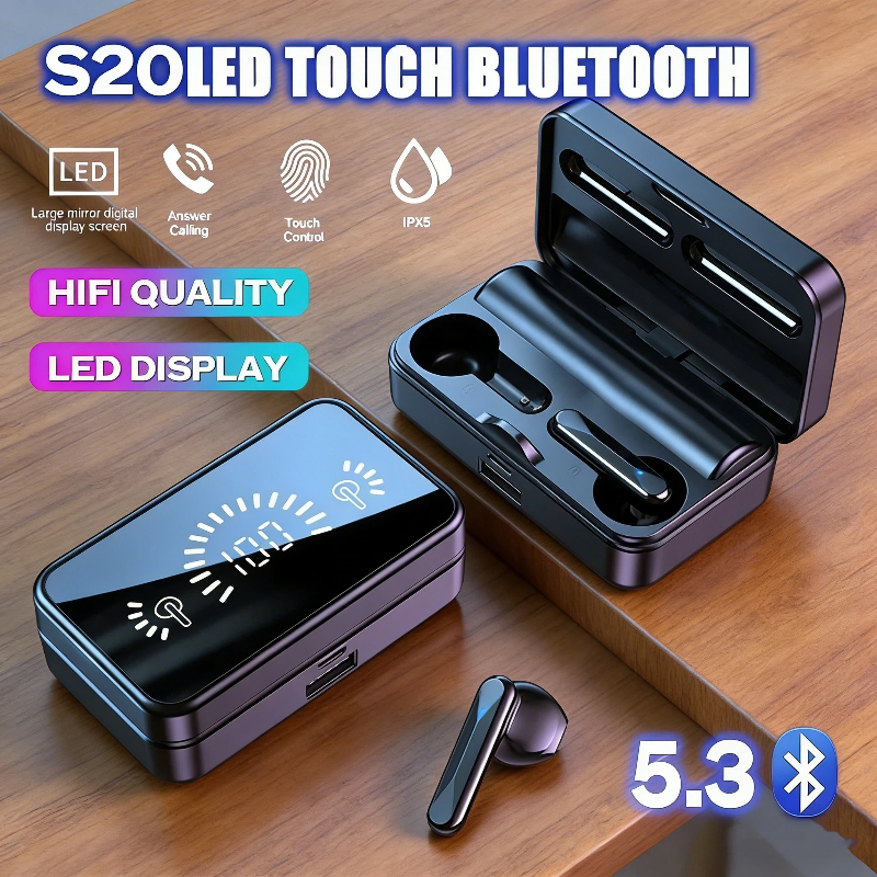 True Wireless Bluetooth Earbuds HiFi Stereo Sports & Gaming Headphones with Microphone
