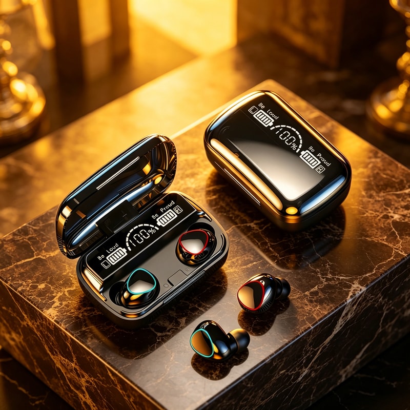 Premium LED Display Wireless Earbuds Waterproof Bluetooth Stereo Headset with HiFi Sound