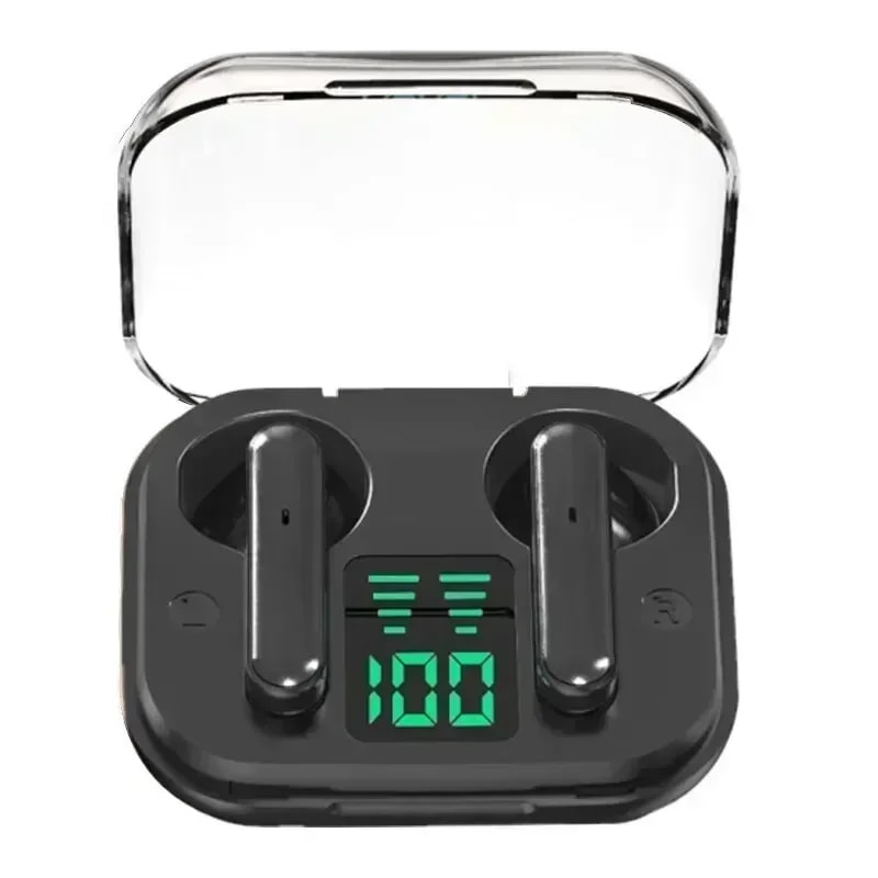 Transparent ENC Wireless Earbuds with LED Power Display and Bluetooth