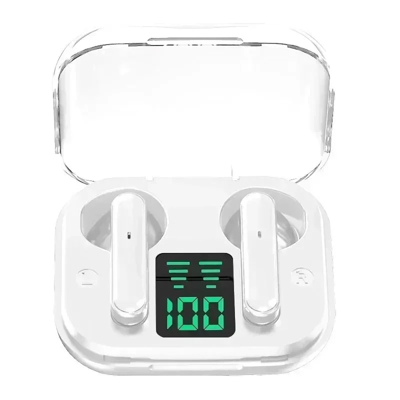 Transparent ENC Wireless Earbuds with LED Power Display and Bluetooth