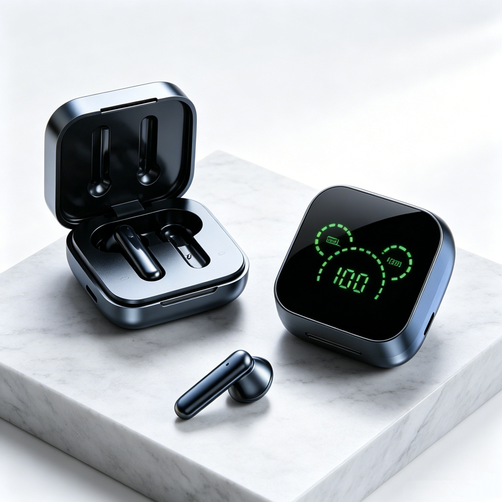 Bluetooth Wireless Earbuds with LED Display and Sport Waterproof Fit