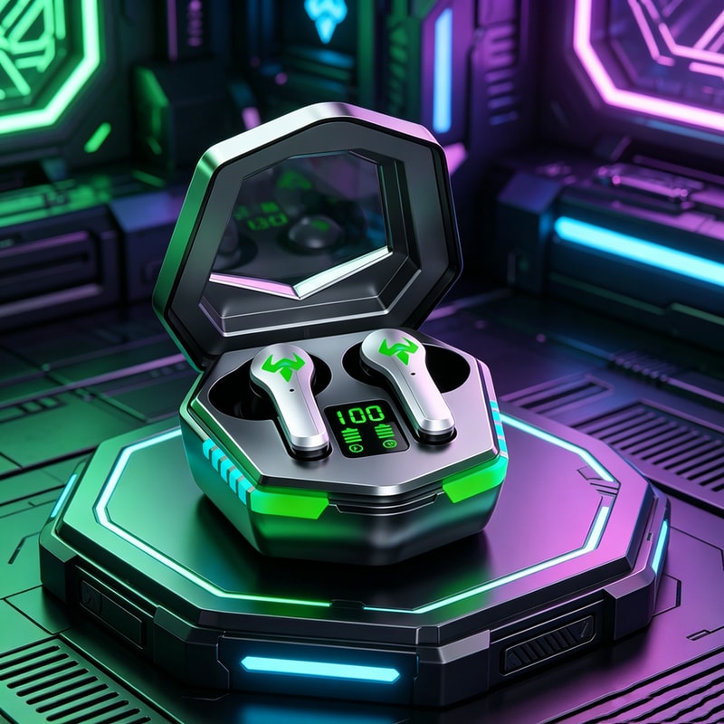 Digital Display Wireless Earbuds for Gaming Music and Calls
