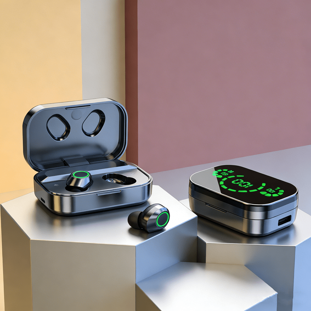 Wireless Bluetooth Earbuds with Mic and LED Charging Case