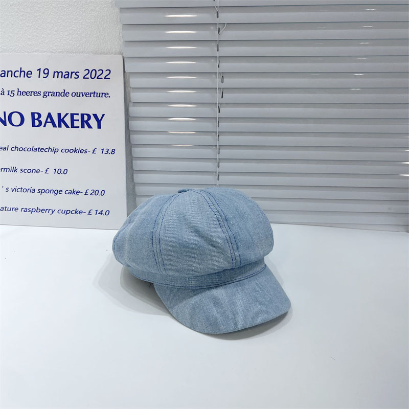 Chic Denim Octagonal Beret Vintage Newsboy Cap For Women 5
