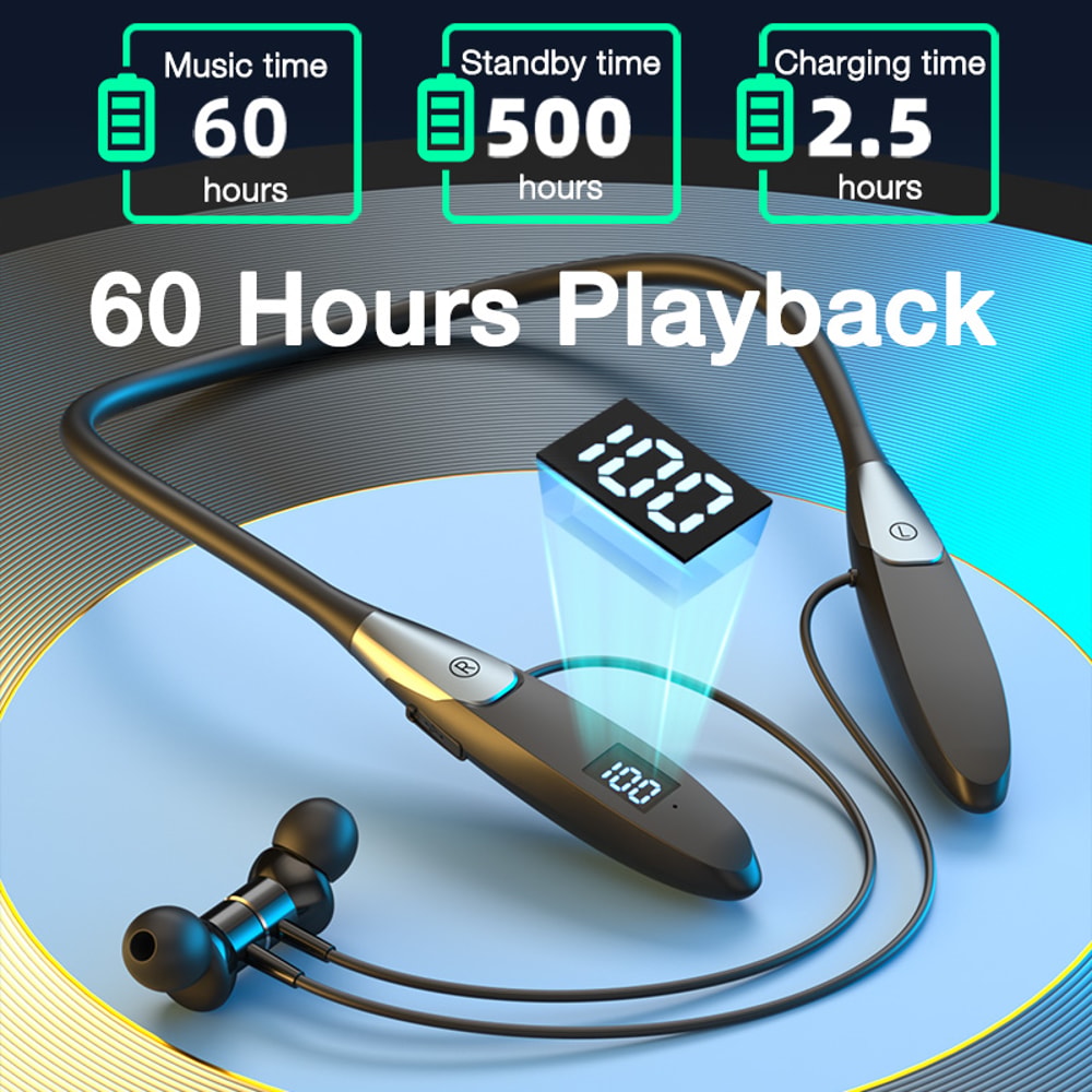 AeroPulse Waterproof Bluetooth Neckband Sports Headphones with HD Mic