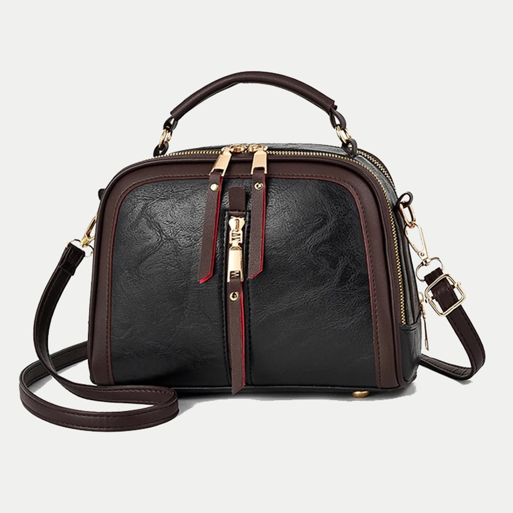 Vintage PU Leather Crossbody Top Handle Bag For Women Compact Everyday Shoulder Handbag 1