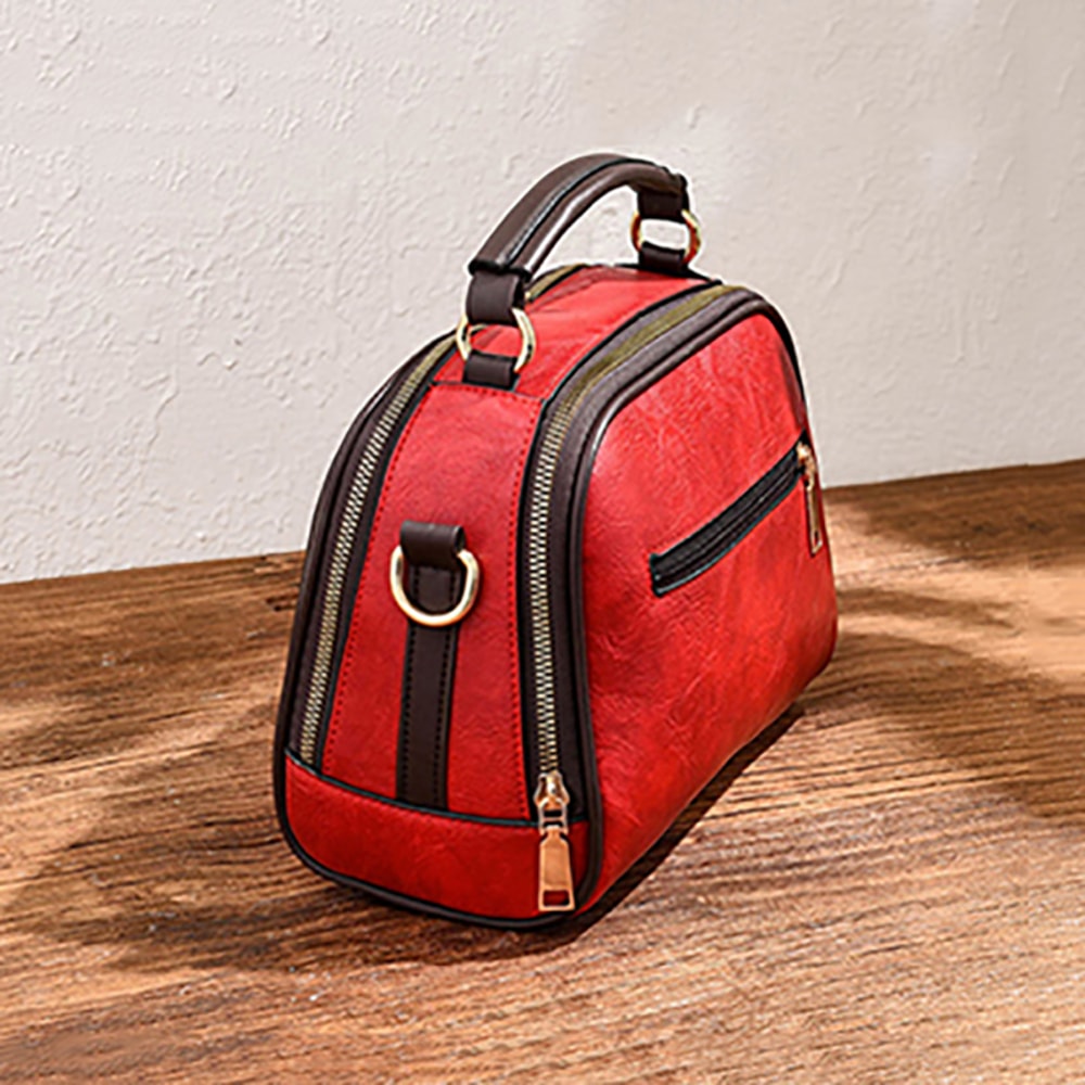 Vintage PU Leather Crossbody Top Handle Bag For Women Compact Everyday Shoulder Handbag 2