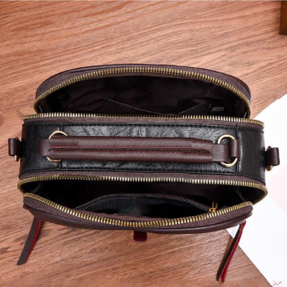 Vintage PU Leather Crossbody Top Handle Bag For Women Compact Everyday Shoulder Handbag 4
