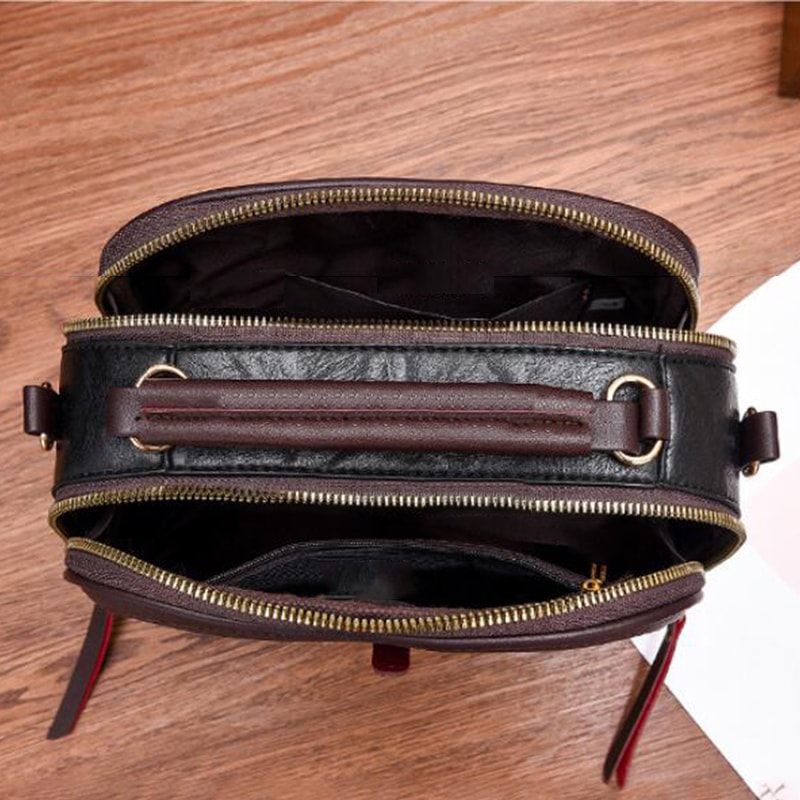 Vintage PU Leather Crossbody Top Handle Bag For Women Compact Everyday Shoulder Handbag 4
