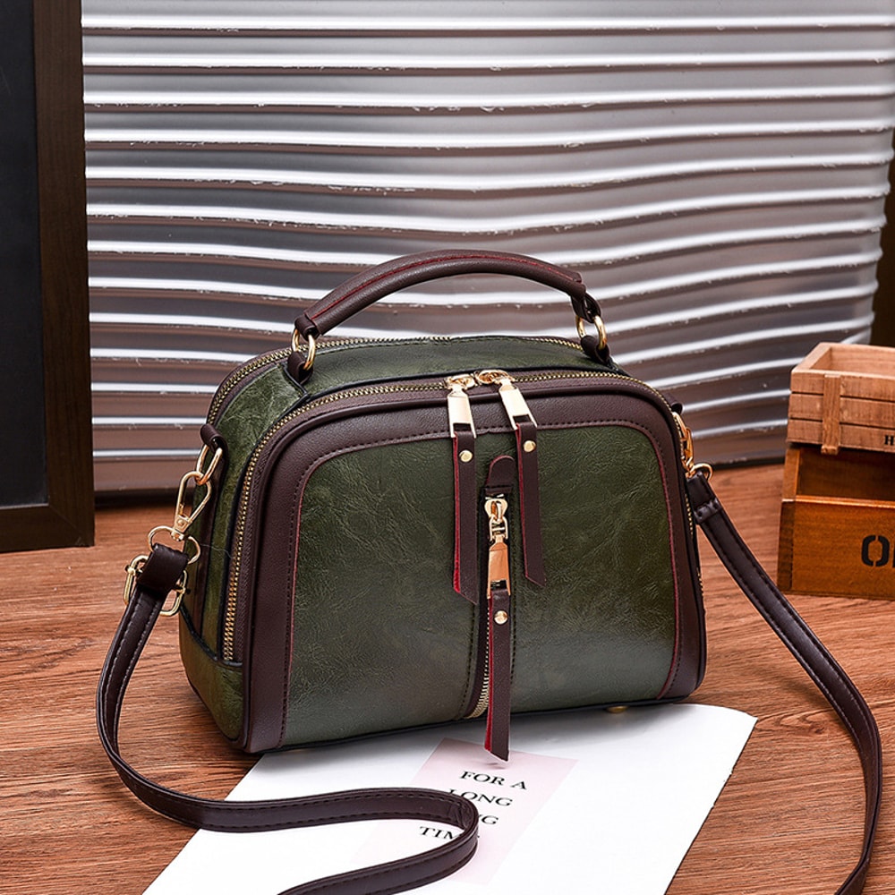 Vintage PU Leather Crossbody Top Handle Bag For Women Compact Everyday Shoulder Handbag 8