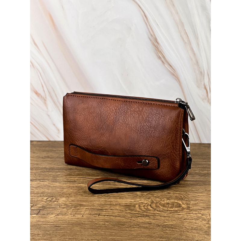 Premium Mens Business Large Capacity Clutch Bag Wallet Double Compartment Long Zipper Wallet 0