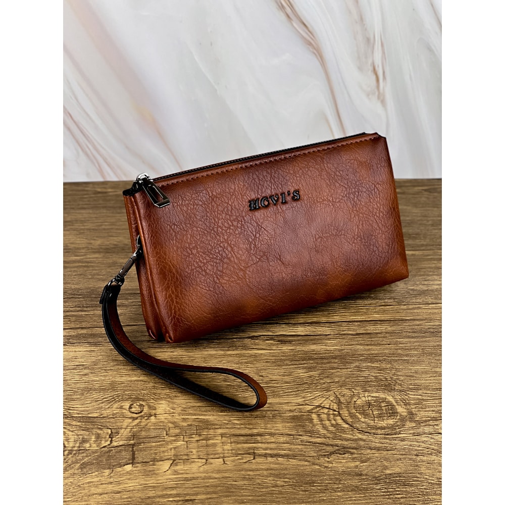 Premium Mens Business Large Capacity Clutch Bag Wallet Double Compartment Long Zipper Wallet 5