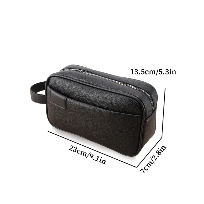 Mens PU Leather Wristlet Clutch Bag with Zipper Organizer