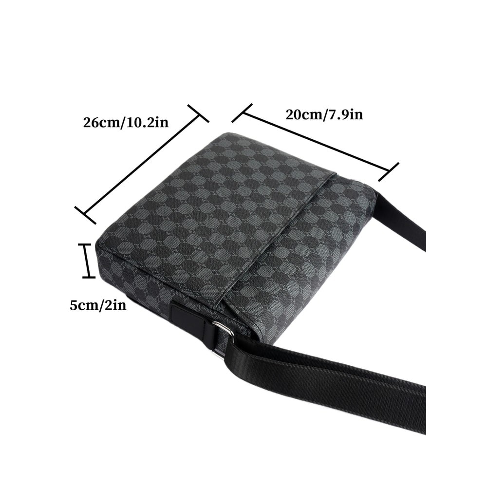 Mens Plaid Crossbody Bag Large Capacity Business Shoulder Briefcase 1