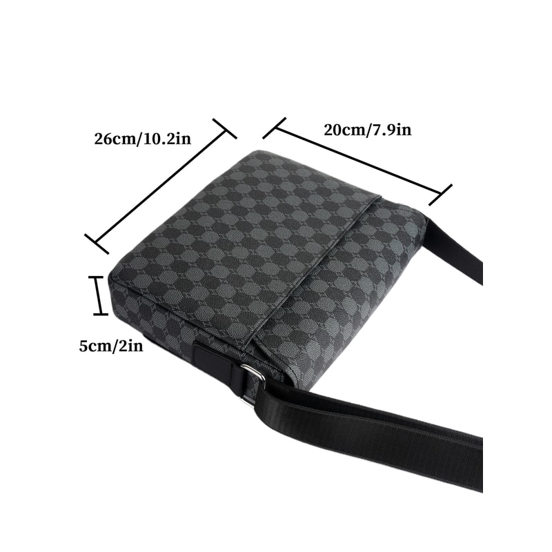 Mens Plaid Crossbody Bag Large Capacity Business Shoulder Briefcase 1