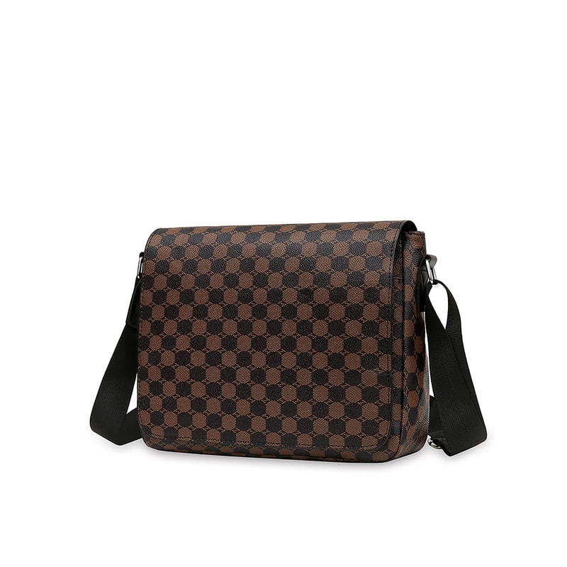 Mens Plaid Crossbody Bag Large Capacity Business Shoulder Briefcase 6