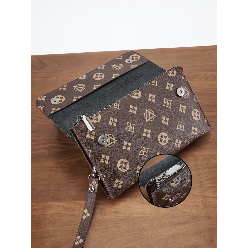 Premium Mens Clutch Wallet Large Capacity Long Wallet With Wristlet Strap 2