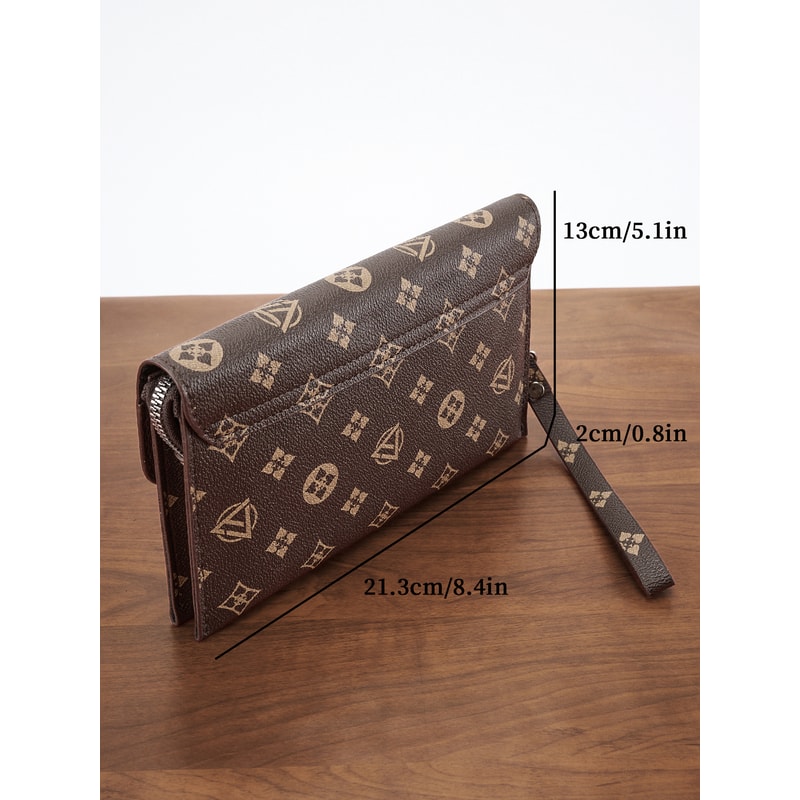 Premium Mens Clutch Wallet Large Capacity Long Wallet With Wristlet Strap 3