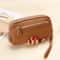 Premium Womens Genuine Leather Wallet Double Zip Clutch Purse Phone Wristlet 7