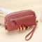 Premium Womens Genuine Leather Wallet Double Zip Clutch Purse Phone Wristlet 10