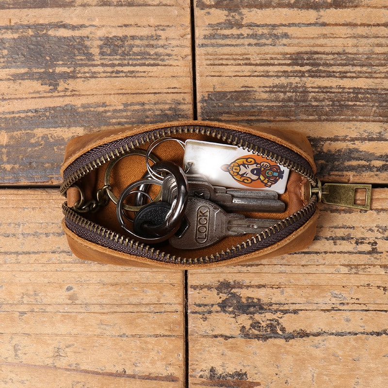 Vintage Leather Coin Purse Zipper Wallet Credit Card Holder Key Organizer 2