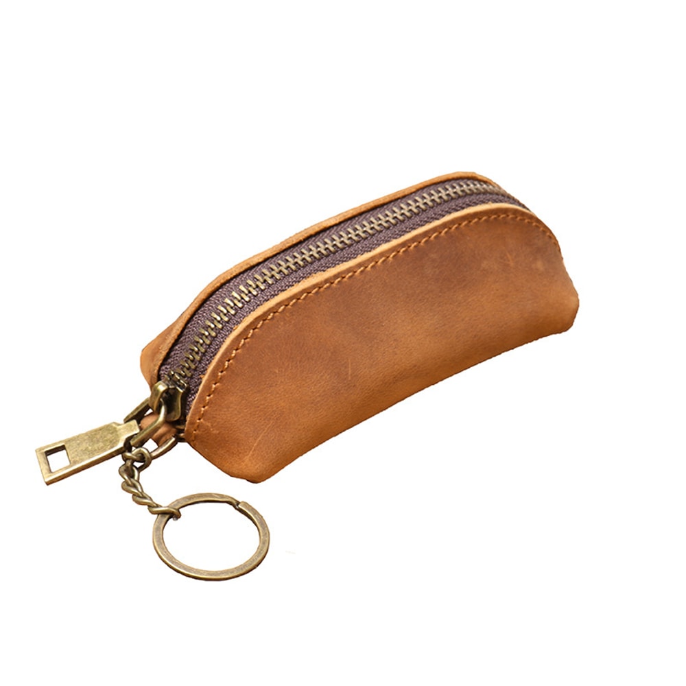 Vintage Leather Coin Purse Zipper Wallet Credit Card Holder Key Organizer 5