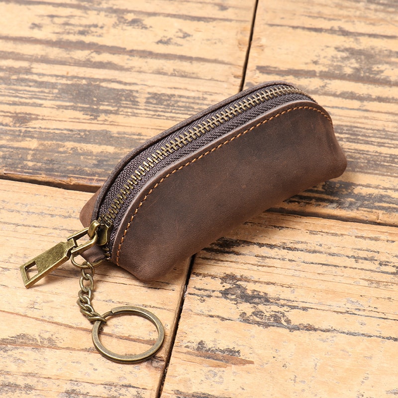 Vintage Leather Coin Purse Zipper Wallet Credit Card Holder Key Organizer 7