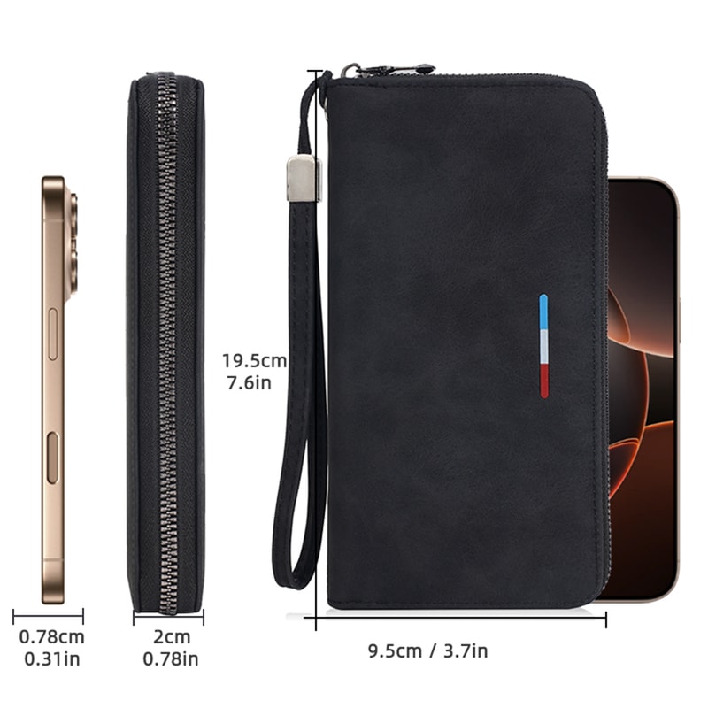 Premium Mens Long Wallet with Zipper Large Capacity Wallet & Multi Card Organizer