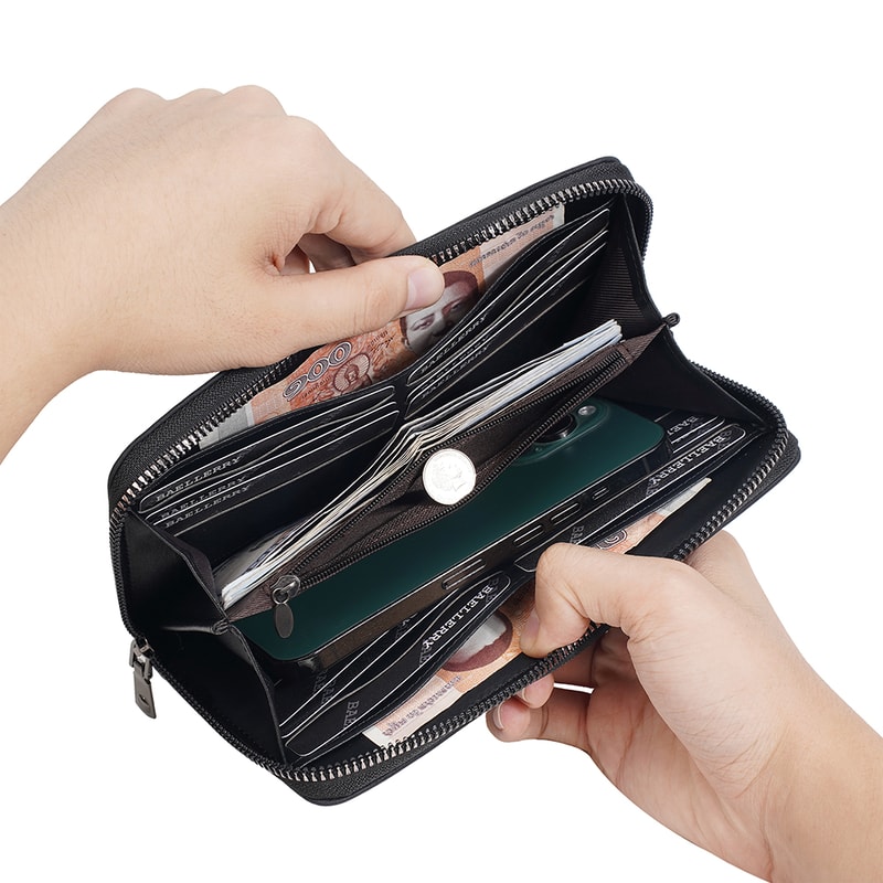 Premium Mens Long Wallet with Zipper Large Capacity Wallet & Multi Card Organizer