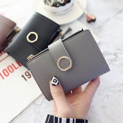 compact pu leather womes mini wallet cute small zipper card holder and coin purse