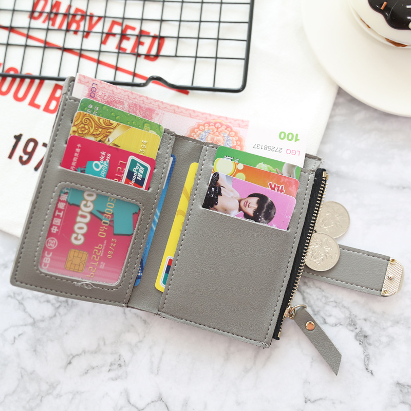 Compact PU Leather Womes Mini Wallet Cute Small Zipper Card Holder And Coin Purse 1