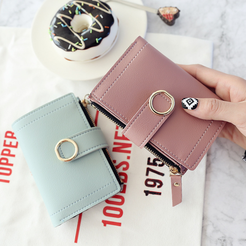 Compact PU Leather Womes Mini Wallet Cute Small Zipper Card Holder And Coin Purse 4
