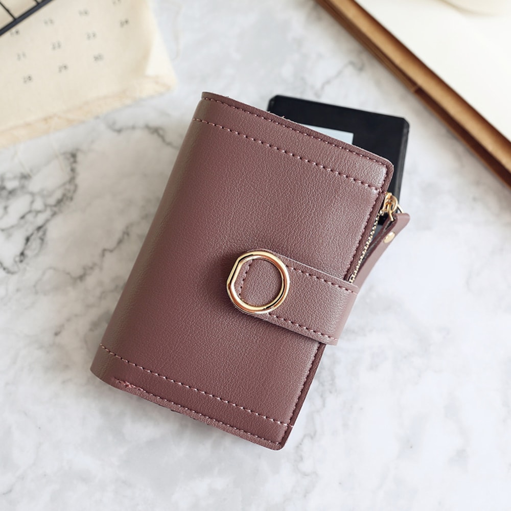 Compact PU Leather Womes Mini Wallet Cute Small Zipper Card Holder And Coin Purse 5