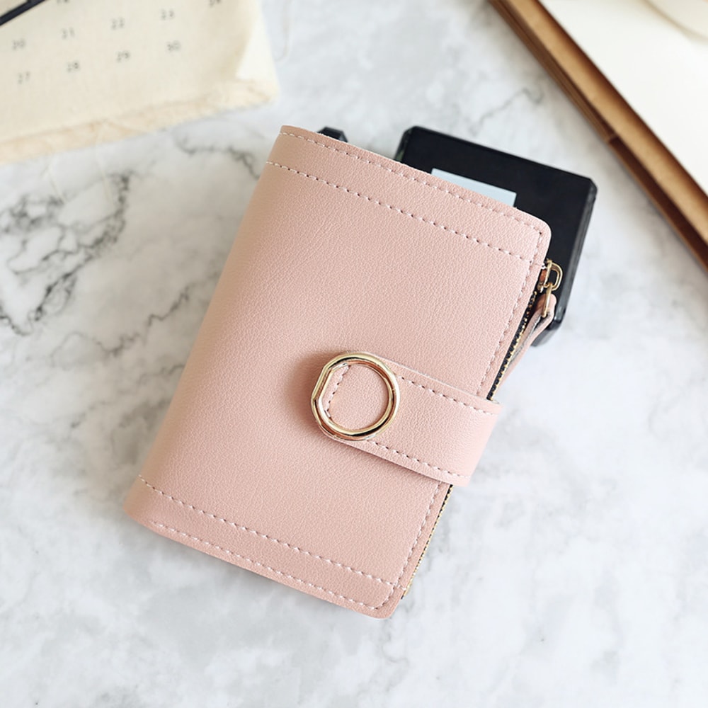 Compact PU Leather Womes Mini Wallet Cute Small Zipper Card Holder And Coin Purse 6