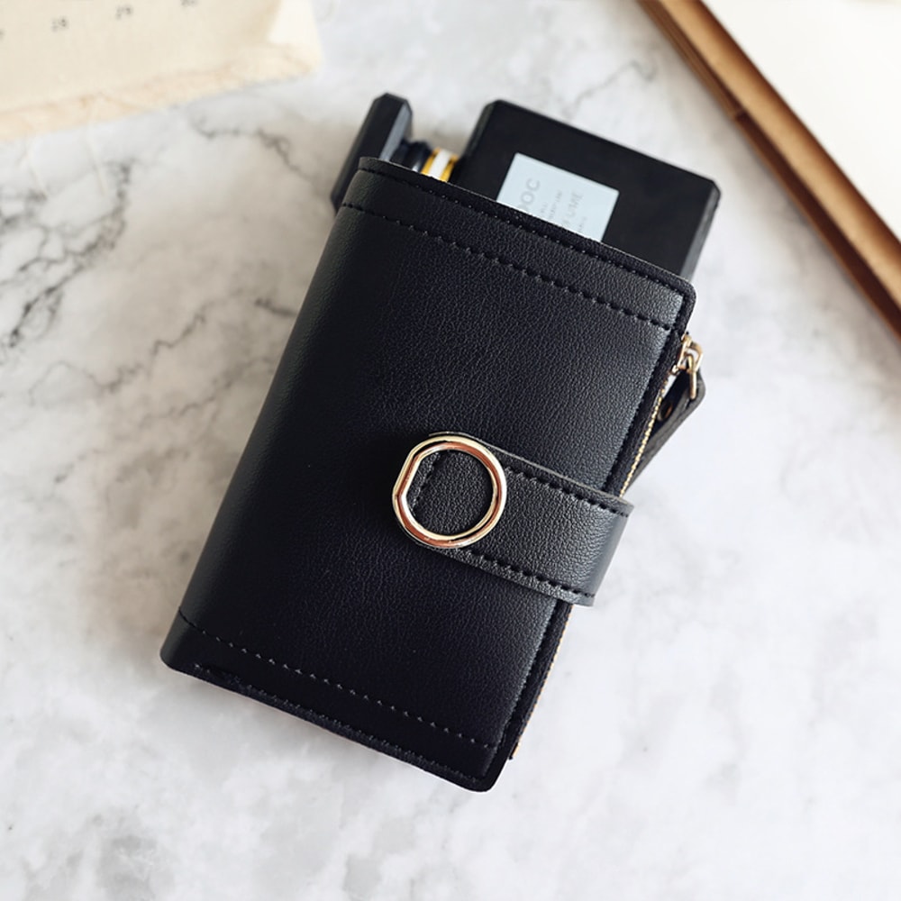 Compact PU Leather Womes Mini Wallet Cute Small Zipper Card Holder And Coin Purse 9