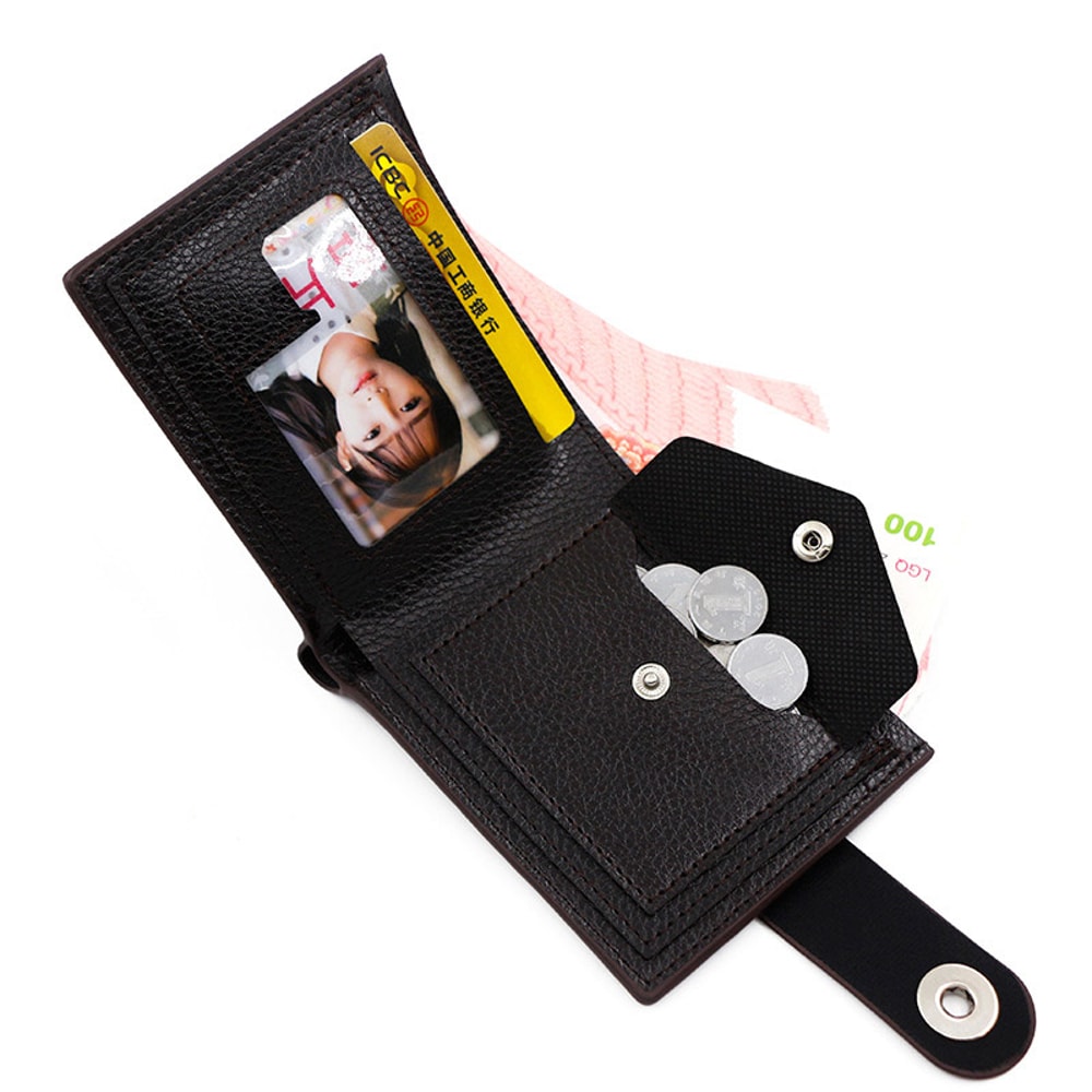 Premium Minimalist Magnetic Money Clip Wallet For Men Slim PU Leather Large Capacity 0