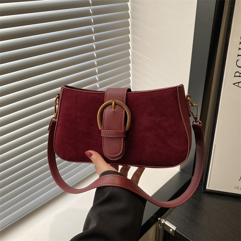 Feminine Faux Suede Shoulder Bag Chic Small Crossbody Bag For Everyday Style 3