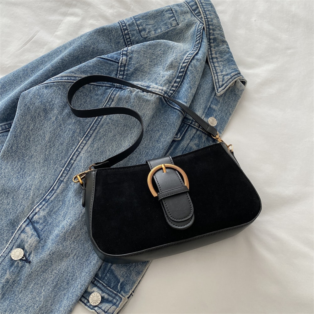 Feminine Faux Suede Shoulder Bag Chic Small Crossbody Bag For Everyday Style 7