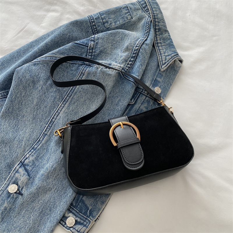 Feminine Faux Suede Shoulder Bag Chic Small Crossbody Bag For Everyday Style 7