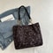 Vintage Leopard Print PU Tote Bag for Women