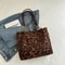 Vintage Leopard Print PU Tote Bag for Women